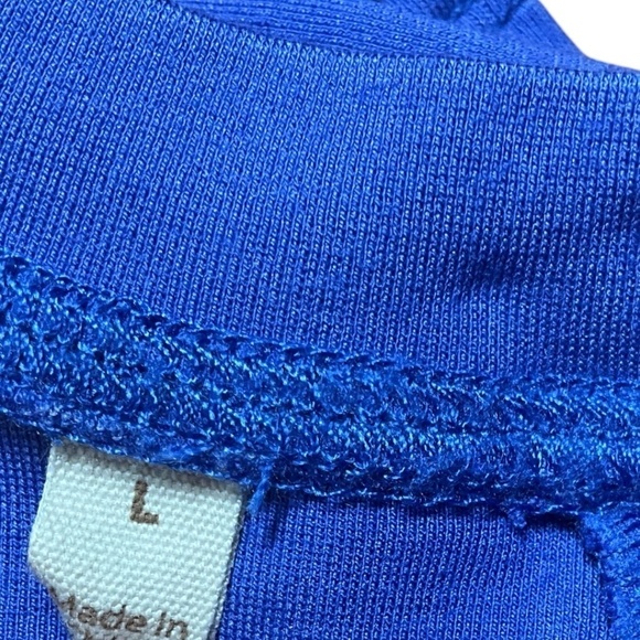 SOFT SURROUNDINGS Cobalt Blue Stretch Knit Short Sleeve Trapeze Dress US Sz L - Picture 7 of 9